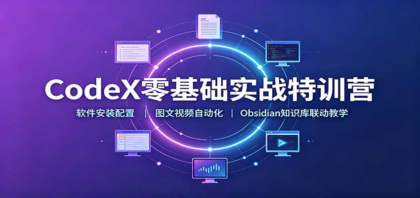 CodeX零基础实战特训营：软件安装配置，图文视频自动化，Obsidian知识库联动教学-梦清研习社