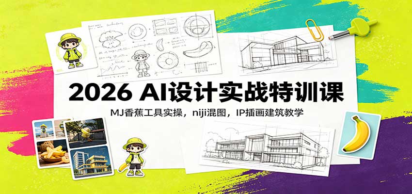 2026 AI设计实战特训课：MJ香蕉工具实操，niji混图，IP插画建筑教学-梦清研习社