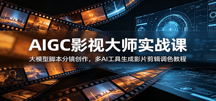 AIGC影视大师实战课：大模型脚本分镜创作，多AI工具生成影片剪辑调色教程-梦清研习社