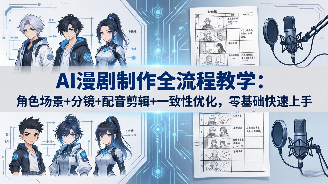 AI漫剧制作全流程教学：角色场景+分镜+配音剪辑+一致性优化，零基础快速上手-梦清研习社