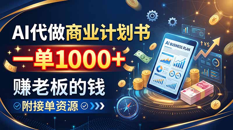 AI代做商业计划书，一单1000+，赚老板的钱，附接单资源-梦清研习社