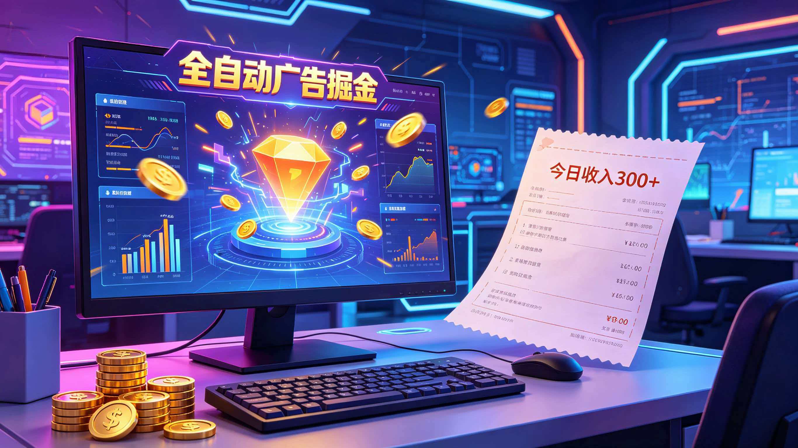 全自动广告掘金，日入300+。全程Ai自动化运行，解放双手，时间自由。收益稳定-梦清研习社