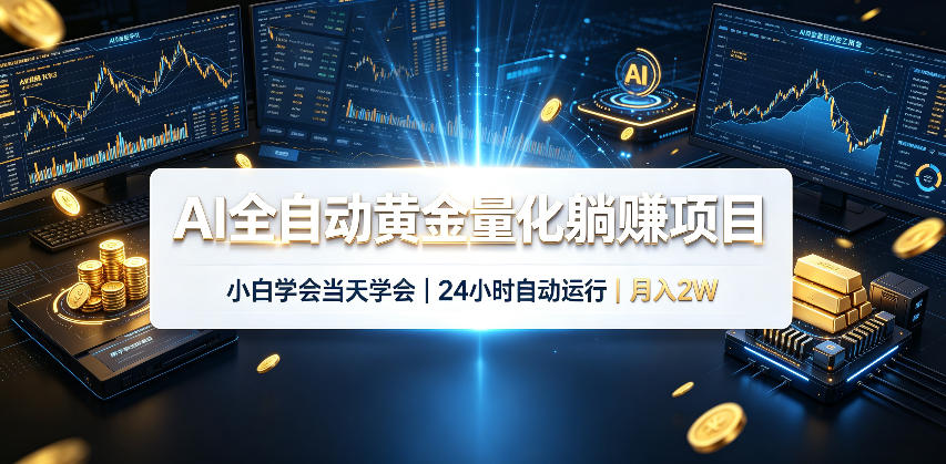 AI全自动黄金量化躺賺项目，24小时自动运行，月入2W！-梦清研习社