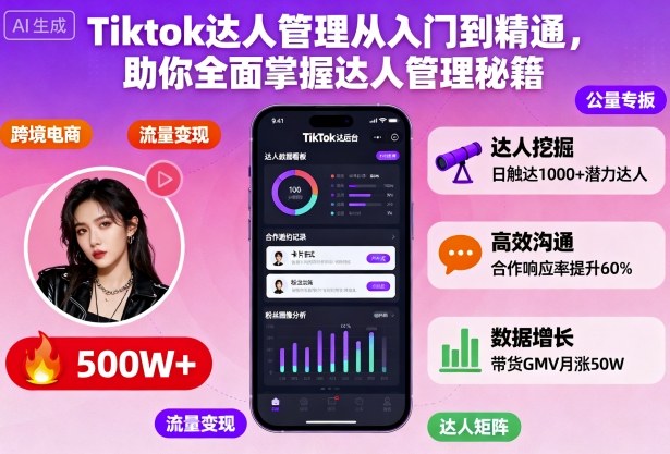 Tiktok达人管理从入门到精通，助你全面掌握达人管理秘籍-梦清研习社