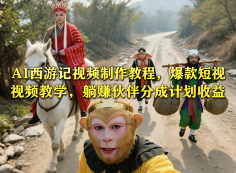 AI西游记视频制作教程，爆款短视频教学，躺賺伙伴分成计划收益-梦清研习社