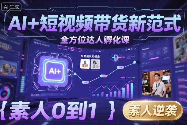 AI+短视频带货新范式全方位达人孵化课，素人也可以从0到1，全方位认知短视频带货-梦清研习社