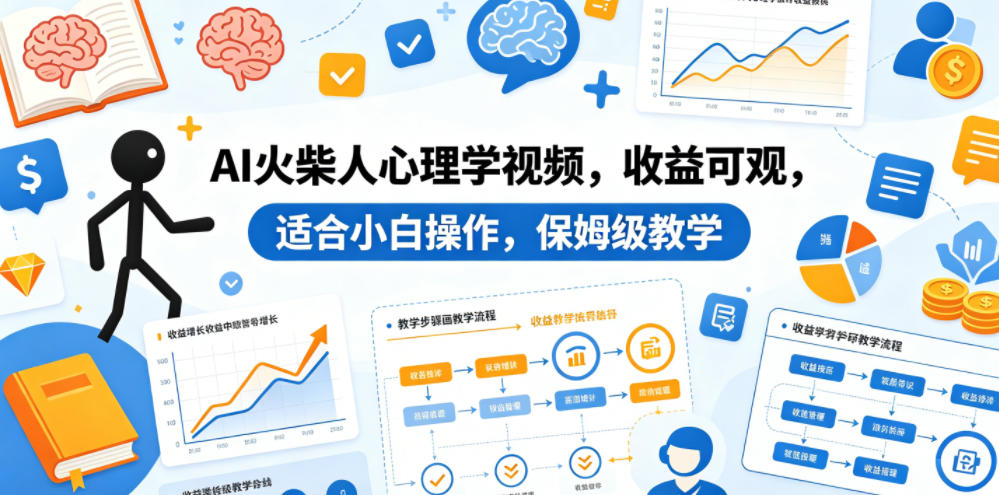 AI火柴人心理学视频，收益可观，适合小白操作，保姆级教学-梦清研习社