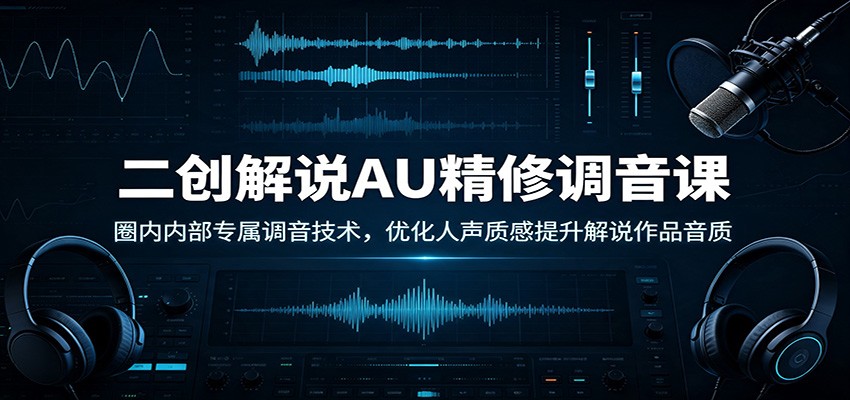 二创解说AU精修调音课：圈内内部专属调音技术，优化人声质感提升解说作品音质-梦清研习社