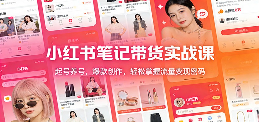 小红书笔记带货实战课：起号养号，爆款创作，轻松掌握流量变现密码-梦清研习社