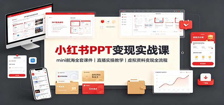 小红书PPT变现实战课：mini航海全套课件+直播实操教学，虚拟资料变现全流程-梦清研习社