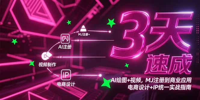3天速成AI绘图+视频，MJ注册到商业应用，电商设计+IP统一实战指南-梦清研习社