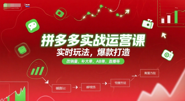 拼多多实战运营课,实时玩法,爆款打造,改销量,补大单,AB单,直播等(更新2025月)-梦清研习社