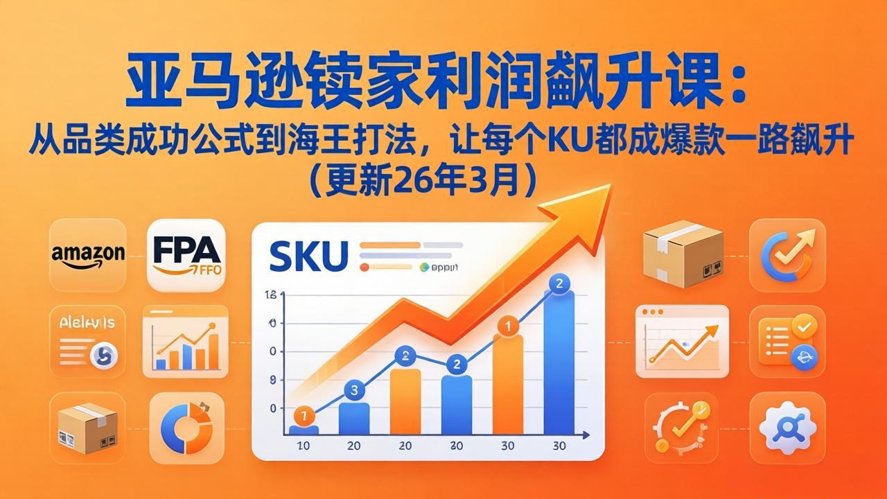 亚马逊卖家利润飙升课：从品类成功公式到海王打法，让每个SKU都成爆款一路飙升(更新26年3月-梦清研习社