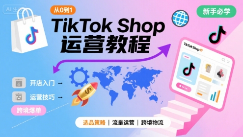 TikTok Shop从0到1运营教程，TikTok跨境电商新手必学课程-梦清研习社