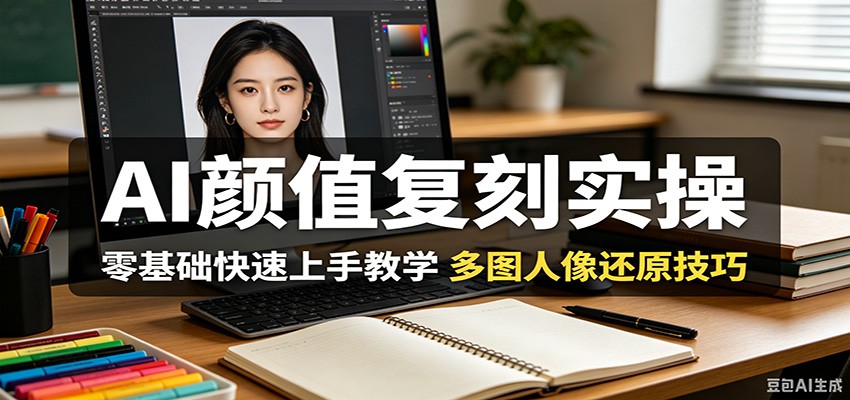 AI颜值复刻实操,零基础快速上手教学,多图人像还原技巧-梦清研习社