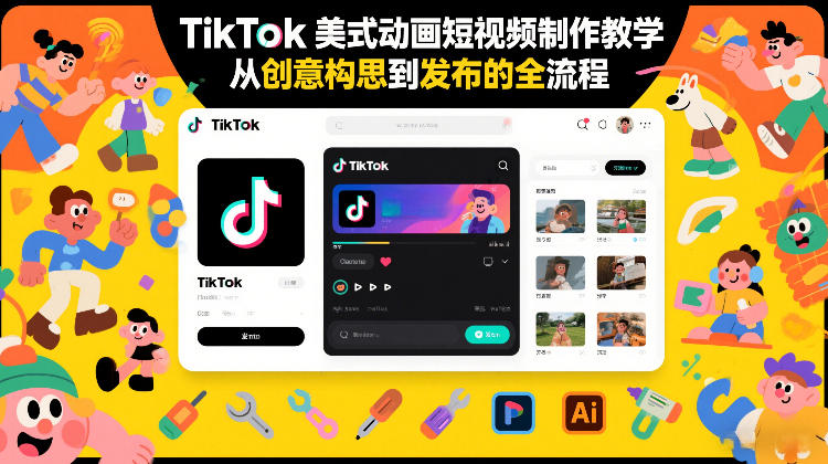 TikTok美式动画短视频制作教学,从创意构思到发布的全流程-梦清研习社