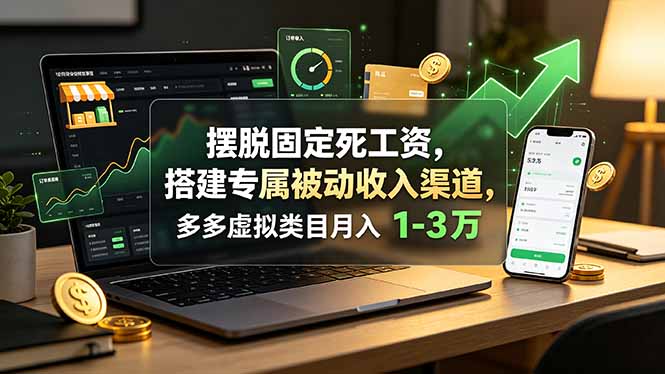 摆脱固定死工资，搭建专属被动收入渠道，多多虚拟类目月入 1-3 万-梦清研习社