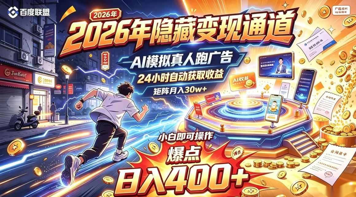 2026年别死磕自媒体，隐藏变现通道，AI模拟真人自动跑广告，小白即可操作，日入400+，矩阵月入可达到30w+【揭秘】-梦清研习社