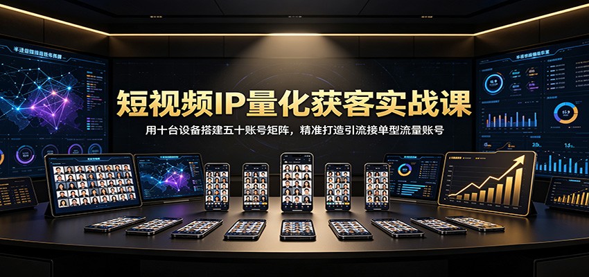 短视频IP量化获客实战课：用十台设备搭建五十账号矩阵，精准打造引流接单型流量账号-梦清研习社