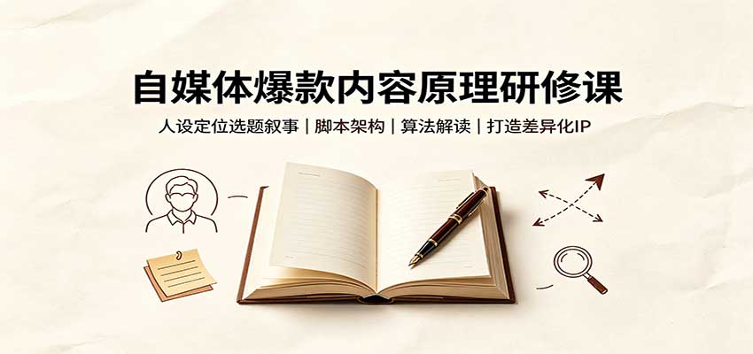 自媒体爆款内容原理研修课：人设定位选题叙事，脚本架构，算法解读打造差异化IP-梦清研习社