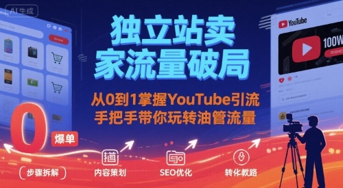 独立站卖家流量破局:从0到1掌握YouTube引流,手把手带你玩转油管流量-梦清研习社