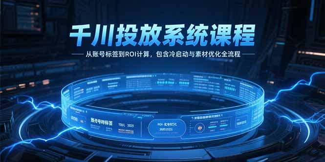 千川投放系统课程,从账号标签到ROI计算,包含冷启动与素材优化全流程-梦清研习社