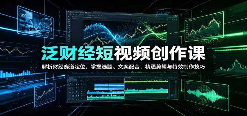 泛财经短视频创作课：解析财经赛道定位，掌握选题、文案配音，精通剪辑与特效制作技巧-梦清研习社