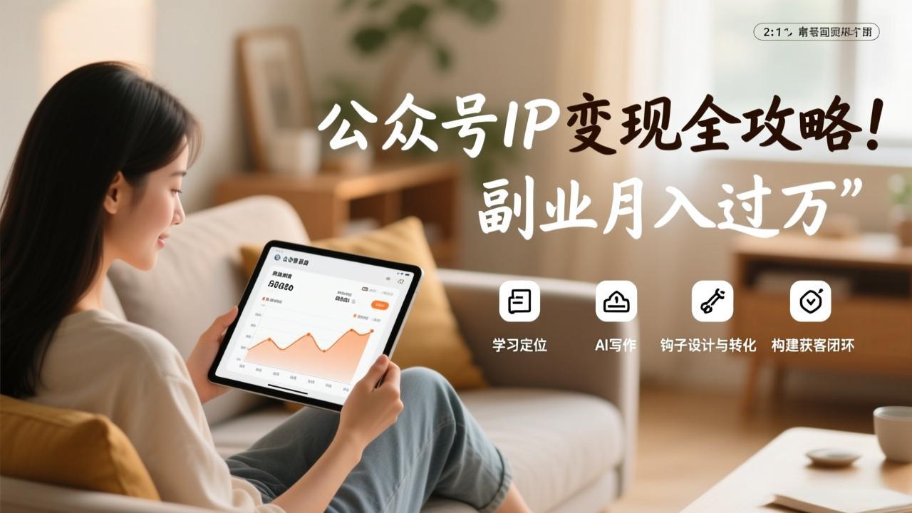 公众号IP变现全攻略，学习定位、AI写作、钩子设计与转化，构建获客闭环，副业月入过万-梦清研习社