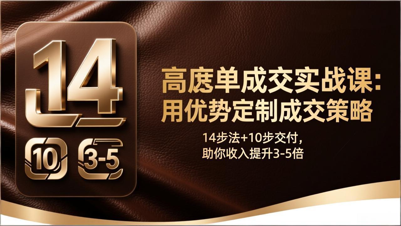 高客单成交实战课：用优势定制成交策略，14步法+10步交付，助你收入提升3-5倍-梦清研习社
