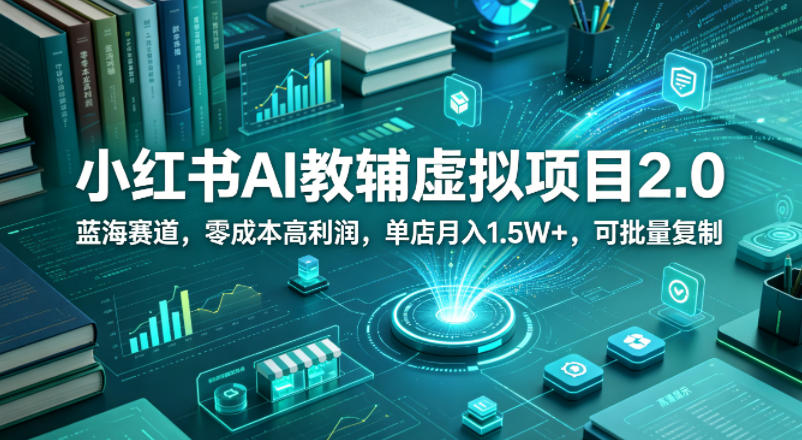 小红书AI教辅虚拟项目2.0，蓝海赛道，零成本高利润，单店月入1.5W+，可批量复制-梦清研习社