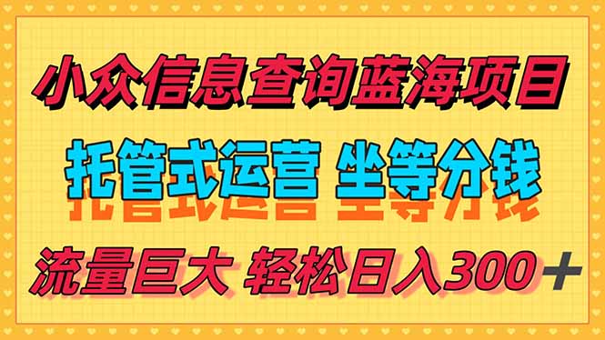 稳定日入300＋，小众信息查询蓝海项目，全程懒人式托管，解放你的时间-梦清研习社