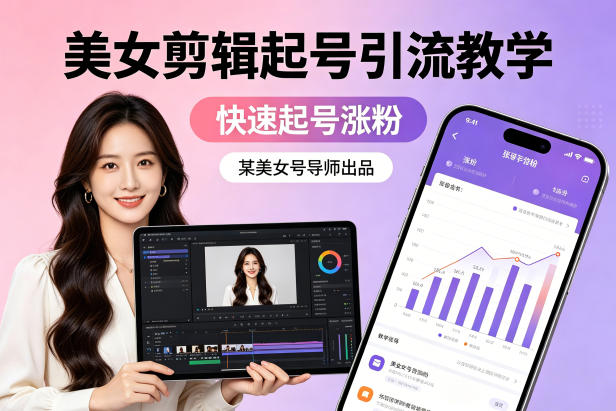 某美女号导师出品:美女剪辑起号引流教学,快速起号涨粉-梦清研习社