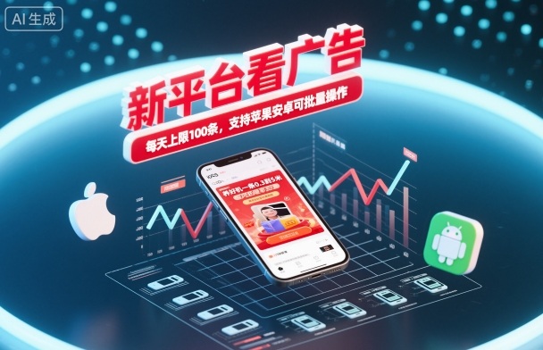 新平台看广告，养好机一条0.3到5米，每天上限100条，支持苹果安卓可批量操作-梦清研习社