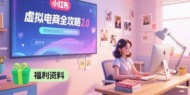 虚拟电商全攻略2.0，开店选品实操流程，账号定位、货源发布、笔记发布技巧-梦清研习社