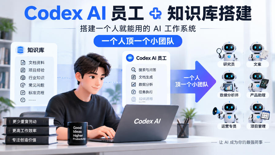 Codex AI员工+知识库搭建，搭建一个人就能用的AI工作系统，一个人顶一个小团队-梦清研习社