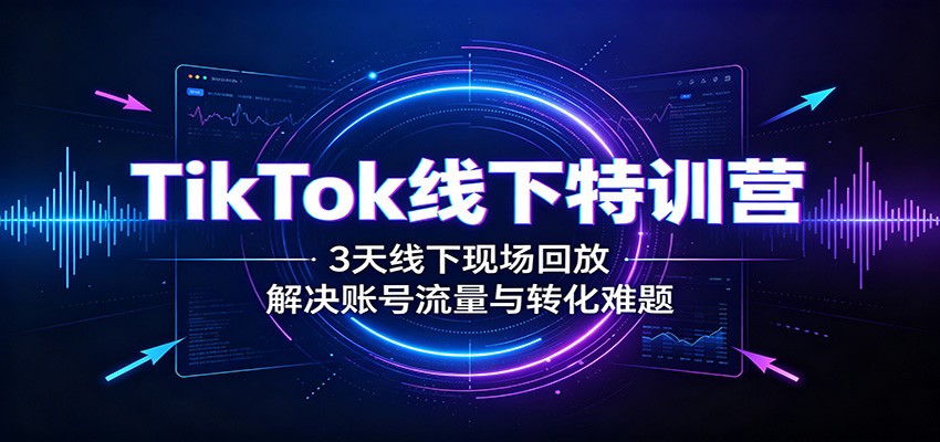 TikTok线下特训营：3天线下现场回放，解决账号流量与转化难题-梦清研习社