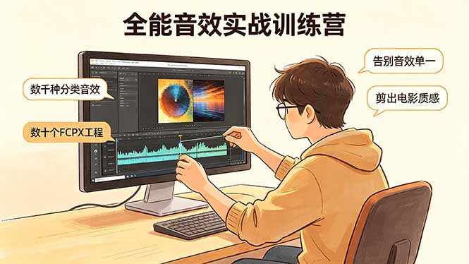 全能音效实战训练营：数千种分类音效+数十个FCPX工程，告别音效单一，剪出电影质感-梦清研习社
