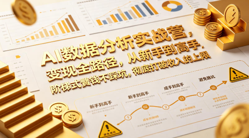 AI数据分析实战营，变现全路径，从新手到高手，阶梯式賺钱不踩坑，彻底打破收入的上限-梦清研习社