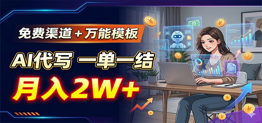 免费渠道+万能模板，AI代写一单一结，月入2W+-梦清研习社