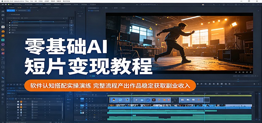零基础AI短片变现教程：软件认知搭配实操演练，完整流程产出作品稳定获取副业收入-梦清研习社