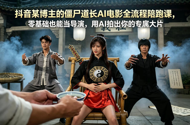 抖音某博主的僵尸道长AI电影全流程陪跑课，零基础也能当导演，用AI拍出你的专属大片-梦清研习社