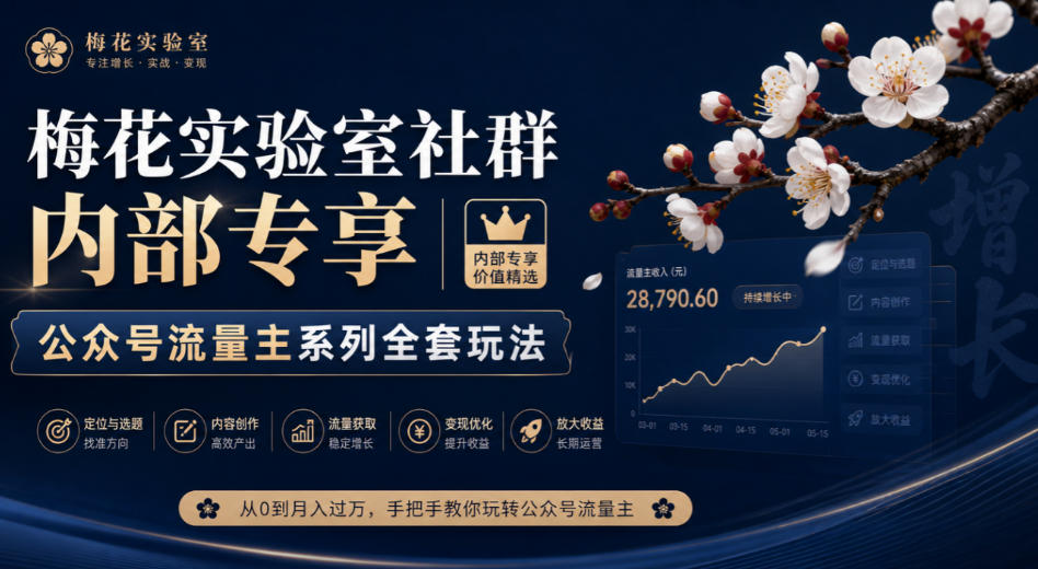 梅花实验室社群内部专享-公众号流量主系列全套玩法-梦清研习社