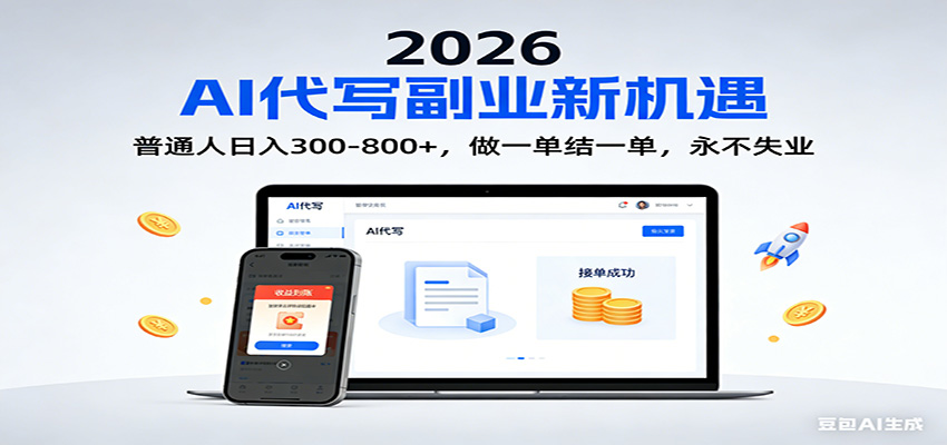 2026 副业首选！AI 代写日入 300-800，普通人0门槛，做一单结一单！-梦清研习社