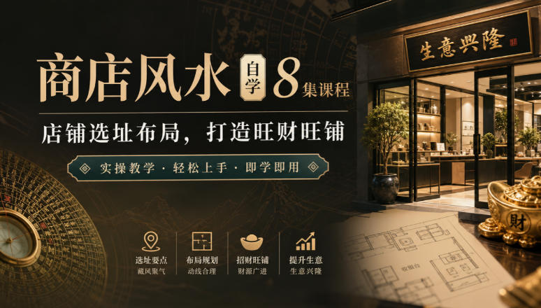 商店风水自学8集课程|店铺选址布局,打造旺财旺铺实操教学-梦清研习社