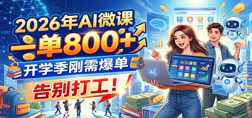 2026年AI微课,一单800+,开学季刚需爆单,告别打工!-梦清研习社