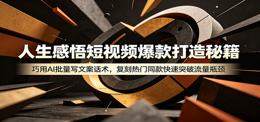 人生感悟短视频爆款打造秘籍：巧用A 批量写文案话术，复刻热门同款快速突破流量瓶颈-梦清研习社