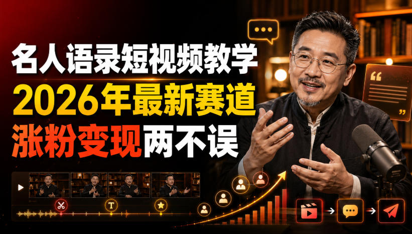 名人语录短视频教学,2026年最新赛道,涨粉变现两不误-梦清研习社