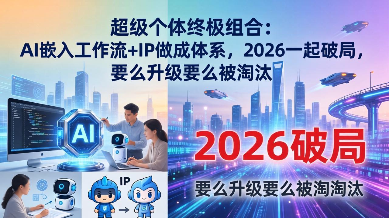 超级个体终极组合：AI嵌入工作流+IP做成体系，2026一起破局，要么升级要么被淘汰-梦清研习社