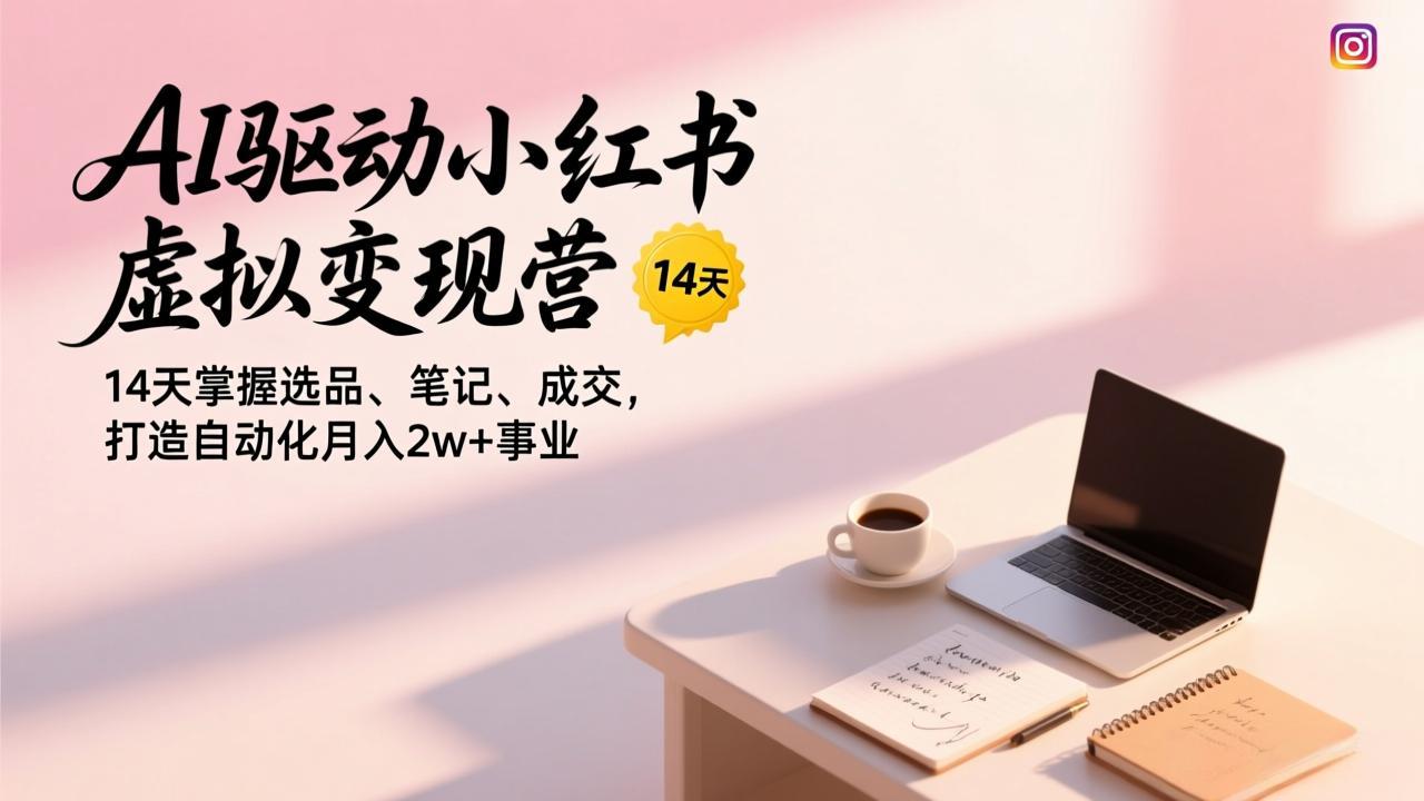 AI驱动小红书虚拟变现营，14天掌握选品、笔记、成交，打造自动化月入2w+事业-梦清研习社