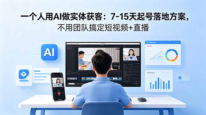 一个人用AI做实体获客：7-15天起号落地方案，不用团队搞定短视频+直播-梦清研习社